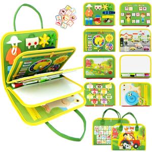 Letoya Toddler Busy Board, Farm Busy Book Montessori Toys for Toddlers, Sensory Board Learning Toy Educational Activity Books Birthday for Girls Boys, Travel Toys for Airplane Car