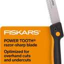 Fiskars Hand Saw, Folding Saw with Dual Position Locking Saw Blade for Overhand Cuts and Under Cuts and Power Tooth Blade with Triple Ground Teeth, Soft Grip 10-Inch Pruning Saw