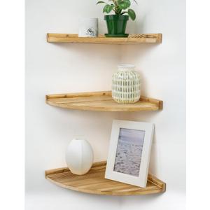 Corner Wall Shelves, Rustic Wood Floating Shelf with Cord Hole, Medium