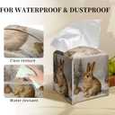 Grace Yonks Winter Tissue Box Cover Square, Snow Rabbits in Forest Design Cube Case for Facial Tissues, 5.2" PU Leather. (101)