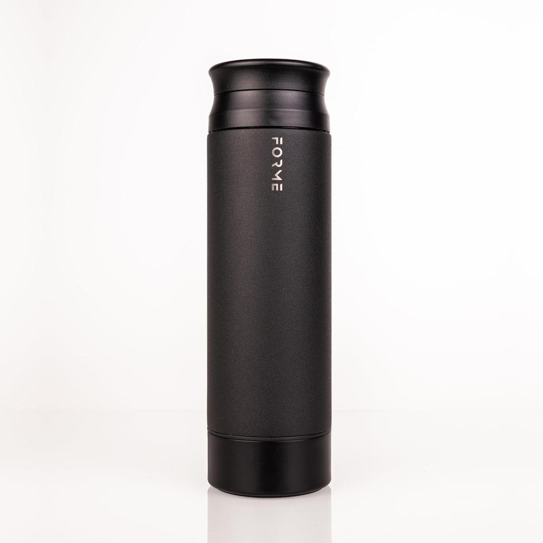 FORME - Blender Shaker Bottle, Leakproof Double Insulated Stainless Steel, Noiseless Shaker Bottle for Hot & Cold Drinks with Supplement Storage, Ideal for Protein & Shakes (Charcoal, 16.9 ounces)