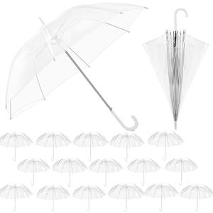 18 Pack Clear Wedding Umbrellas Bulk 36" Transparent Bubble Umbrellas, Auto Open & Windproof with J-Hook Handle Waterproof Canopy for Bride, Groom, Photography, Golf, Outdoor Events