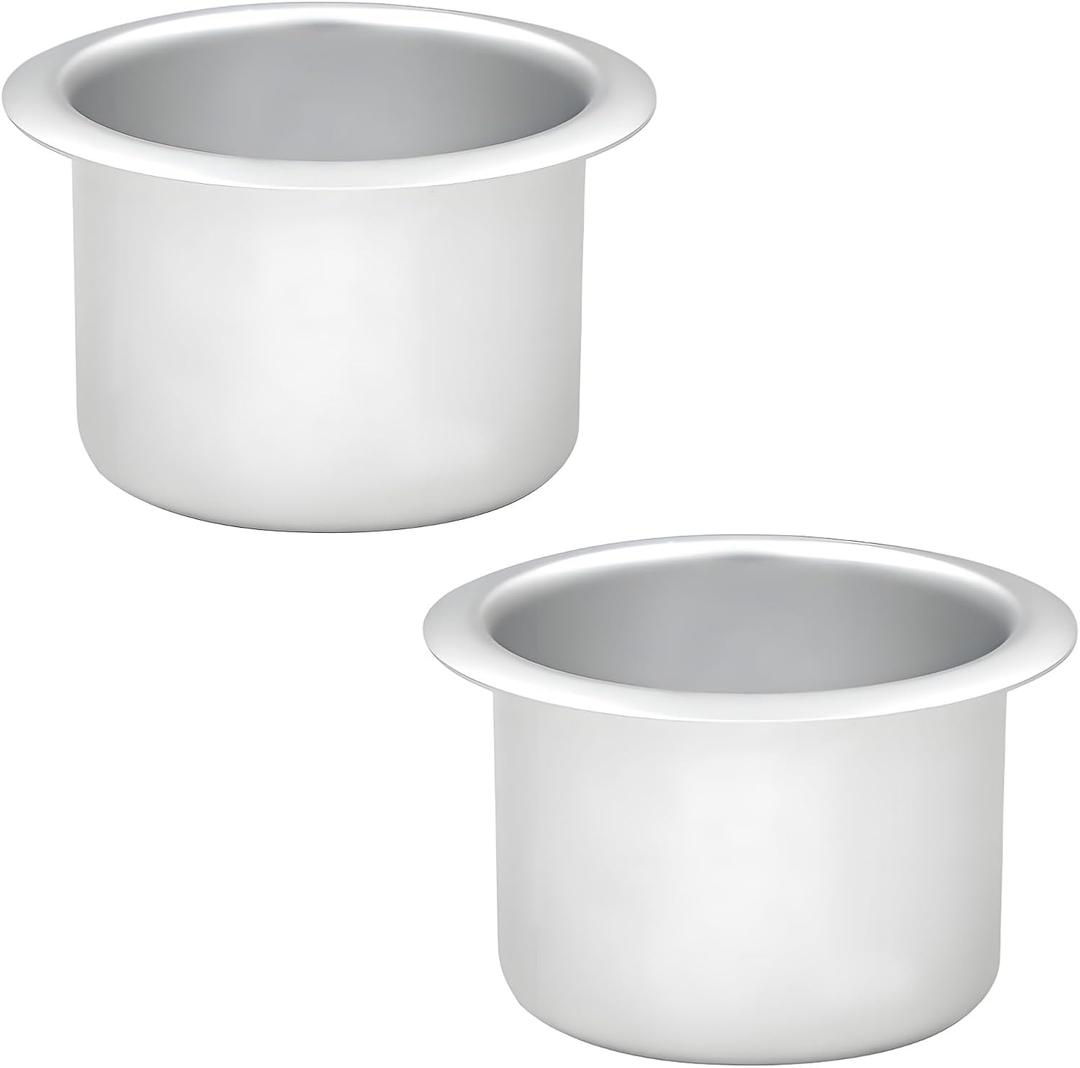 KVAEY 2 PCS Metal Sofa Recliner Handles Cup Holder, Insert Replacement Drink Can Holder for Car Truck Game Table, Drop in Cup Holder for Sofa Couch Boat Golf Cart, Car Accessories (Silver)