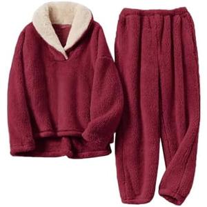 FSVABY Womens 2 Piece Fluffy Pajama Lounge Set Loose Pullover Pants Sleepwear with Pockets, XL