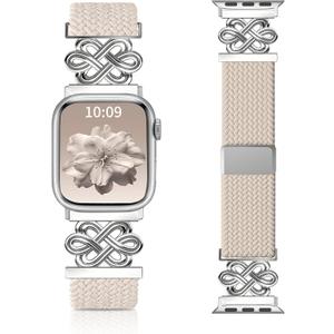 Braided Band Compatible with Apple Watch Bands 40mm 38mm 41mm 42mm 44mm 45mm 46mm 49mm, Magnetic Clasp Fabric Nylon Interlock Buckle Straps for iWatch Ultra Series 10/9/8/7/6/5/4/3/2/1/SE (Starlight)