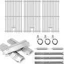 Grill Replacement Parts for Charbroil 463340516 463370519 463370516 463278418 Gas 2 Coal Grill, Grill Grates, Burner and Igniter, Heat Shield Tent, Flame Carryover Kit for Charbroil Gas2coal 463340516