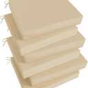 Basic Beyond Outdoor Chair Cushions Set of 6, Square Corner Outdoor Cushions for Patio Furniture, Water Resistant Patio Chair Cushions with 2 Ties, 18.5x16x3, Beige