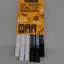 ARTISTRO 6 Black & White Oil-Based Permanent Tire Markers - Dual Tip (0.3mm+3mm) Paint Markers for Tire - Quick Dry, Waterproof