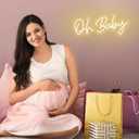 Oh Baby Neon Sign for Backdrop Wall Decor, Boy and Girl Baby Shower Decorations Led Light up Sign Compact 16.5x6.7 inch for Party Decor, Warm White