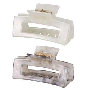 Hair Claw Clips Cutout Tortoise Shell Celluloid Hair Jaw Clips 3 Inches French Design Rectangle Hair Clamp for Women Ladies Mother (2 Pack)