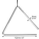QWORK Steel Triangle Instrument 6 Inch Hand Percussion with Striker & Hanging Loop, Clear Ringing Sound for Classroom Music, Band Rehearsal, Teaching, Parties