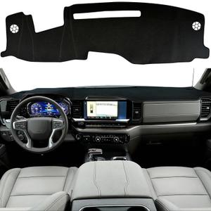 Dash Cover Mat for Chevy Silverado/GMC Sierra 1500 Accessories 2022-2025 2026, Non-Slip Dashboard Decorative Interior & UV Protection for 2024-2026 Silverado/Sierra 2500HD 3500HD (Black Trim)