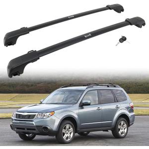 HEKA Roof Racks Cross Bars Fit for Forester 2009-2013 All-Aluminum Lockable Roof Rails with Side Rails Rooftop Black Luggage Kayaks Bikes Canoe Surfboards