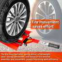 Upgraded Portable Effortless Tire Jack Tool with Roller Plate and Double Ramp, Removable Handle with Screw [Roller + Separate Ramp Version]