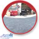 24" Curved Security Mirror with Brackets Install on Pole, Corner Security Blind Spot Mirror with Adjustable Wide Angle View for Garage,Warehouse,Parking Outdoor Use (Red)