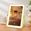 YEKKOPT Gold Rechargeable Makeup Mirror with Lights, LED Vanity Mirror, 3 Color Modes, Portable Desktop Mirror, Adjustable Brightness, Ideal for Dorm and Home Use