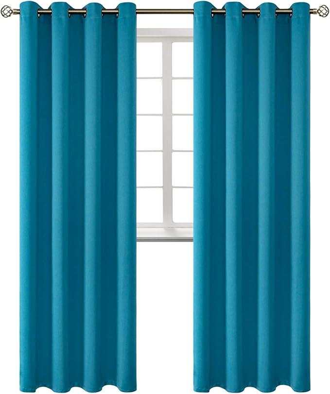 BGment Blackout Curtains - Grommet Thermal Insulated Room Darkening Bedroom and Living Room Curtains, Set of 2 Panels (52 x 108 Inch, Peacock Blue)