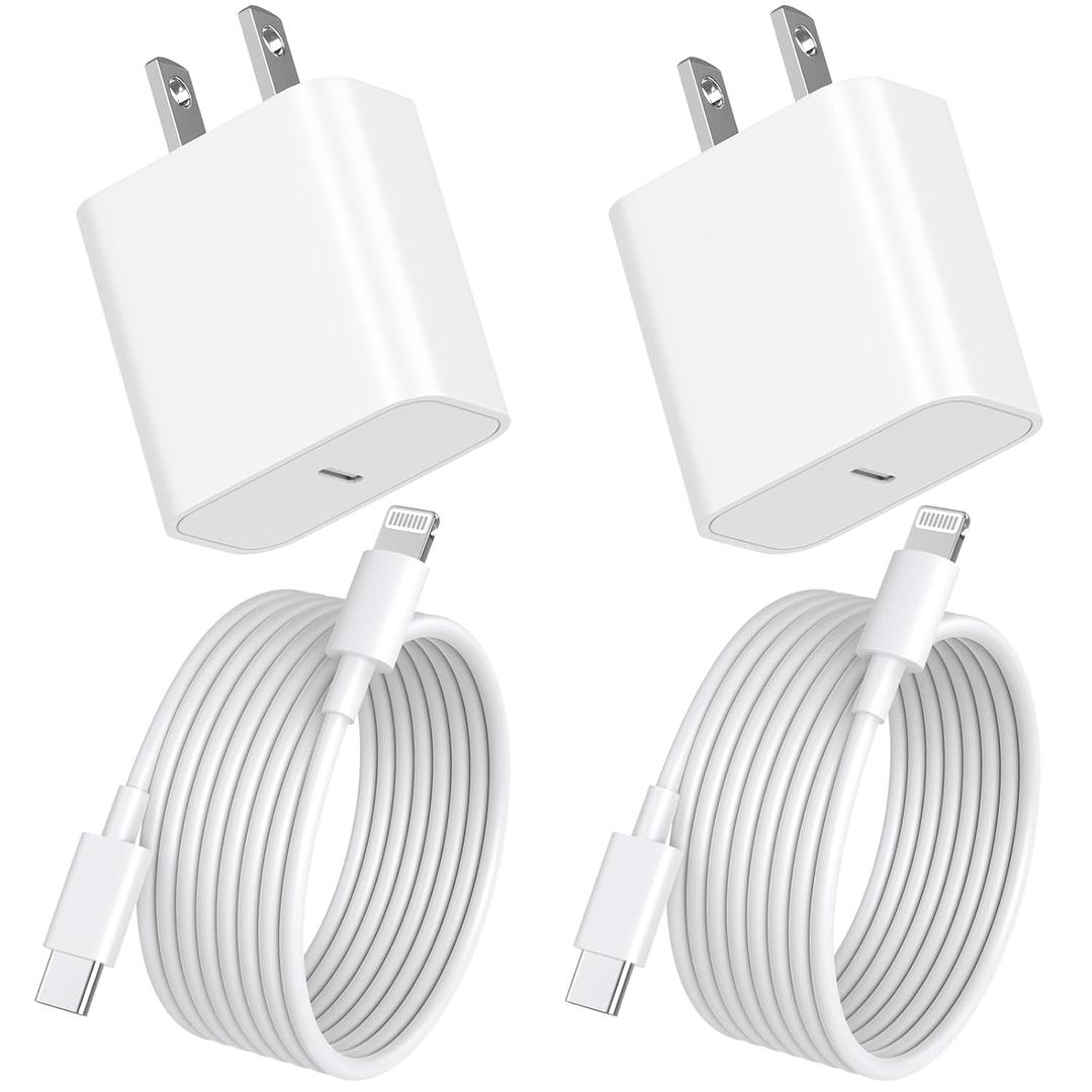 iPhone Fast Charger,[Apple MFi Certified] 20W USB C PD Wall Charger Block Plug with 10ft USB Type C to Lightning Cable Quick Charging Data Sync Cord for iPhone14 13 12 11 Pro Max Mini Xs Xr iPad Air