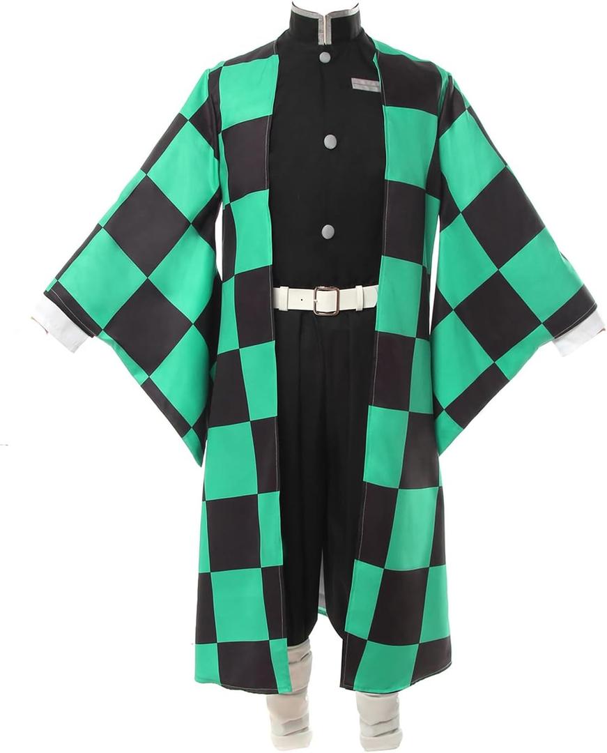 CR ROLECOS Tanjirou Zenitsu Giyuu Cosplay Costume Anime Cosplay Kimono Outfit (X-Large, Green)