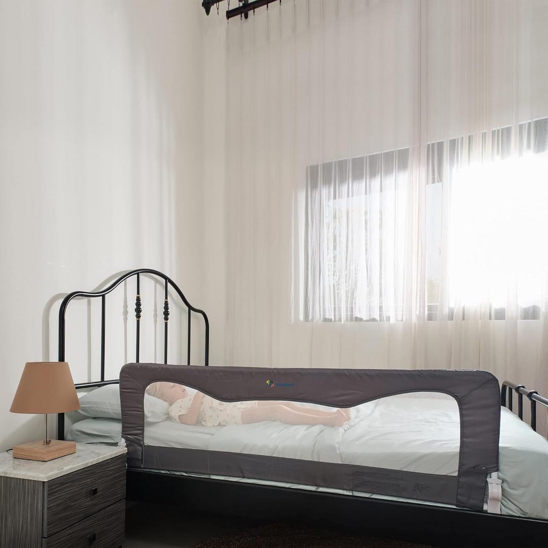 Bed Rail for Toddlers & Infants  Universal Toddler Bed Rails for Twin, Full Size, Queen &King Beds with Thick Mattresses & Recessed beds - Grey 59W*23.5H (Pack of 1) (Long & Tall (59" W * 23.5 " H))