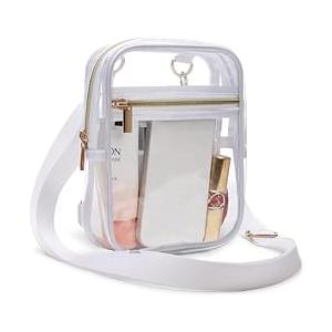 Busiuw Clear Bag for Stadium Events Small Mini Clear Purse Bag for Stadium Concerts Sports Events Festivals, White