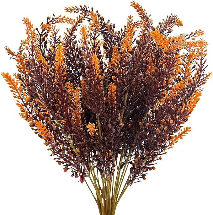 TURNMEON 10 Bundles Artificial Fall Flowers for Outdoors Fall Decorations
UV Resistant Artificial Lavender Plastic Flowers Faux Fall Plants Fake Mums Autumn Thanksgiving Decor Porch Home Garden