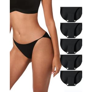 LUCKMEEY Cotton Underwear for Women Sexy Underwear High-Cut Underwears No Show Underwears Panties No Line Briefs 5 Pack X-Large