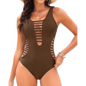 Aqua Eve Women Sexy One Piece Swimsuits Plunge Deep V Neck Cutout Bathing Suits XL