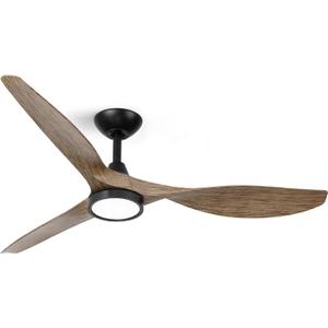 Roomratv Ceiling Fans with Lights,52 Inch,Quiet & Strong Motor,6 Speeds,3CCT,Timer,Easy to Install,Black Modern Ceiling Fan for Living Room,Bedroom,Kitchen,Office,Farmhouse,Patios