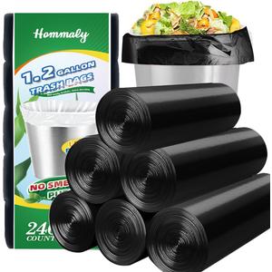 Hommaly 1.2 Gallon 240 pcs Small Black Trash Bags, Strong Garbage Bags, Bathroom Trash Can Bin Liners Unscented, Mini Plastic Bags for Office, Waste Basket Liner, Fit 4.5,5,6 Liters, 0.5,0.8,1,1.2 Gal (240 Count (Pack of 1), 1.2Gal Black)