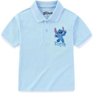 Disney Lilo & Stitch Boys Short Sleeve Polo Shirt for Big Kids (Blue)size 7
