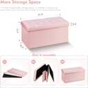 B FSOBEIIALEO Folding Storage Ottoman, Long Ottomans Shoes Bench, Velvet Storage Chest Footrest Seat 31.5"x15.7"x15.7" (Pink, Large)