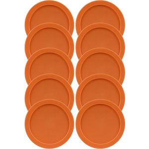 Replacement Lids for Pyrex 2-Cup Glass Food Storage Container Bowls, 5-Inch Plastic Round Lids Covers fits Pyrex 7200-PC, Airtight & Leakproof (10-Pack, Orange)