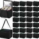 Insulated Lunch Bag, 40 Pack Reusable Cooler Bags Set, Leakproof Lunch Boxes with Zippered Top for Women Men Office Work (Black)