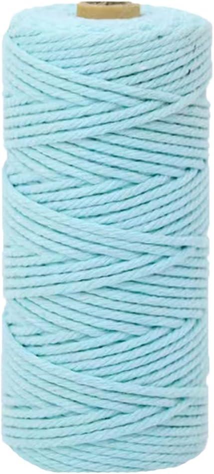 3mmx218 Yards Macrame Cotton Cord Water Blue DIY Crafts Cord Macrame Supplies for Plant Hangers, Wall Hanging