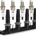 UF620 Ignition Coil & 4504 Double Iridium Spark Plug for 11-15 Chevy Cruze, 12-18 Chevy Sonic,09-11 Aveo Aveo5 /09-10 Pontiac G3 1.6L 1.8L L4 Replaces# 90919-02247 C1646 5C1703 D517C