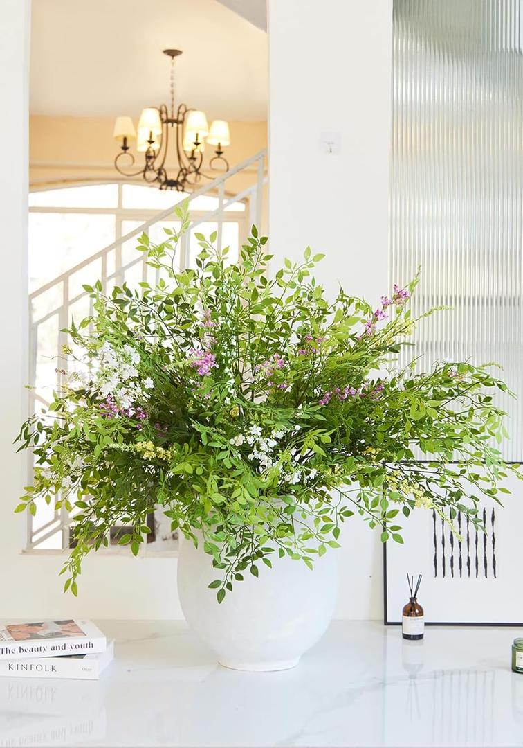 MISSPIN Artificial Flowers with Greenery Stems Faux Plants Indoor Branches for Tall Vase Ultra-Realistic, 12 Pcs Wedding Centerpieces, Home Decor & DIY Bouquets (2024-datura Stramonium)