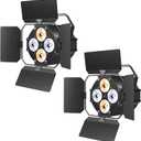 Stage Lights with Barn Doors, COB LED Par Lights Warm & Cool White Spotlights, Sound Activated DMX512 Par Can Light Uplights for Events Wedding Party Theater Church Studio Concert 2 Packs