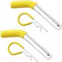 RETRUE Trailer Hitch Pin & Clip 2 Pack, Rust Proof Galvanized Steels, 5/8 Inch Diameter with Rubber-Coated Vinyl Grip, Fits 2 or 2-1/2-Inch Receiver, Yellow