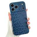 OOK Magnetic for iPhone 17 Pro Max Case, Silicone Blue Leopard Cute Pattern, Compatible with MagSafe Cheetah Print Camera Protection Shockproof Slim Phone Case for 6.9inch, Blue