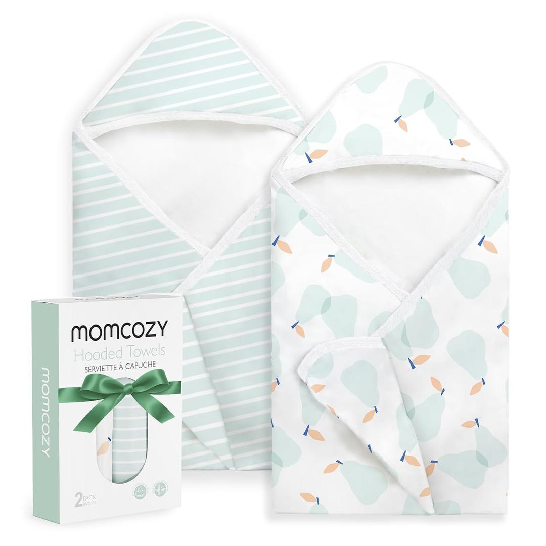 Momcozy Baby Towel with Hooded - Ultra Soft & Absorbent Large Bath Towel Set for Comfort & Gentle on Baby's Skin - Shower Gift & Bath Essential & Baby Registry Search for Newborn,Infant,Toddler,Kids (Pearabloo)