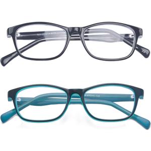 ALWAYSUV 2 Pack Boys Girls Blue Light Blocking Glasses Square Eyeglasses Anti Blue Ray Computer Game Glasses for Kids