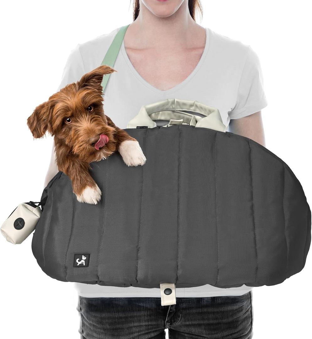 Sytopia Dog Bag Carrier for Small and Medium Dogs, Waterproof and Washable, Travel Pets Purse up to 15 Lbs, Car Seat & Bed, Adjustable Leashes, Monet Grey (24.4"L x 12.6"W x 13.4"H)