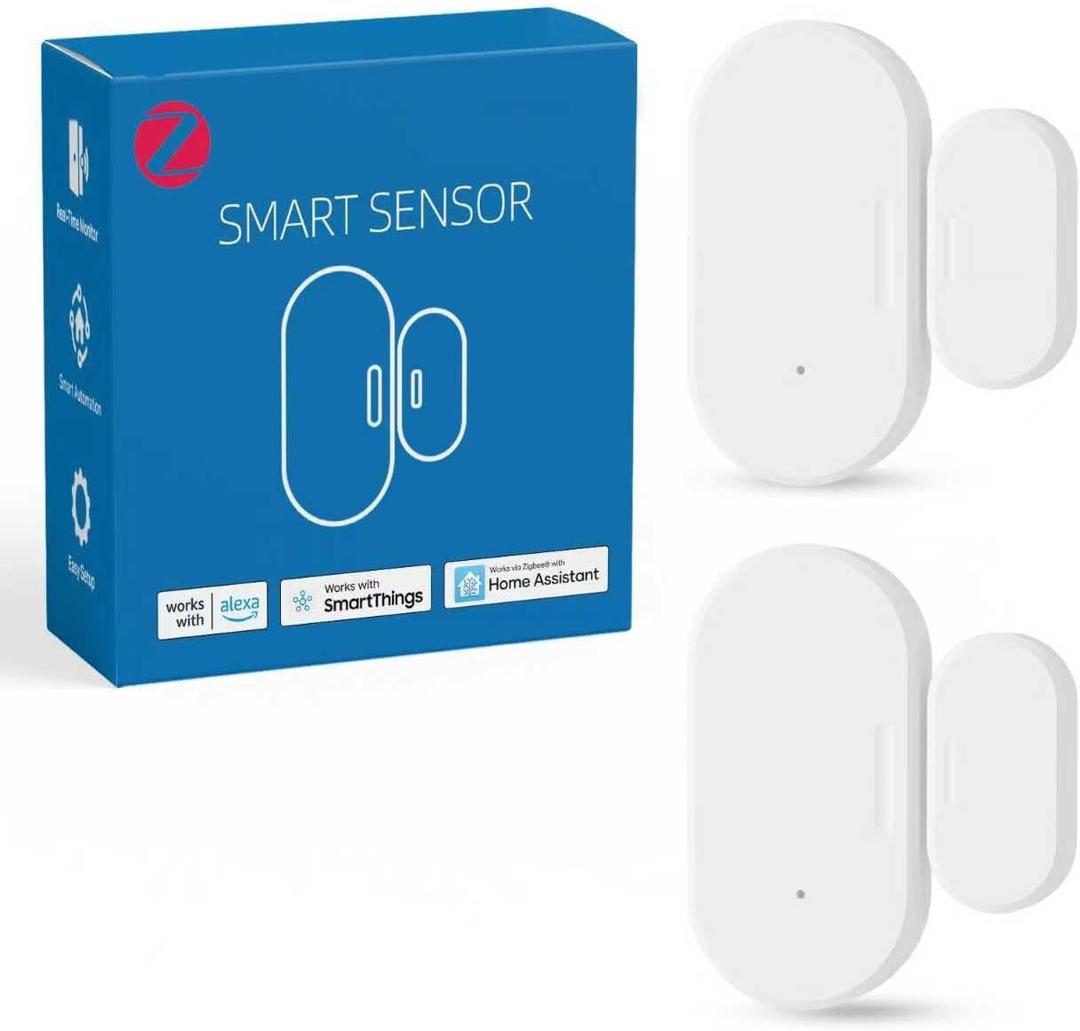 Zigbee Door Sensor 2 Pack, Mini Smart Door Sensor, Home Automation, Kid Safety, Compatible with SmartThings, Alexa, Home Assistant, Aeotec, Hubitat, Homey with Build-in Zigbee Hub, Hub Required