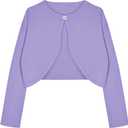 Arshiner Girls Open Front Shrug Cardigan Kids Children Knit Long Sleeve Bolero with Button Closure (10-11 Years, Purple)