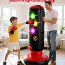 HopeRock Punching Bag for Kids, Boxing Set with Scoring, Light, Music, 4 Game Modes, Inflatable Boxing Bag with Gloves, Birthday Gifts Toys for 4-8-12 Years Old Boys