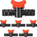 M METERXITY 6-Pack Barbed Ball Valve, for 1 Inch Drip Tubing Plastic In-Line Ball Valve Shut-Off Switch for Irrigation/Greenhouse/Aquariums, Barbed Locking Drip Irrigation Fitting