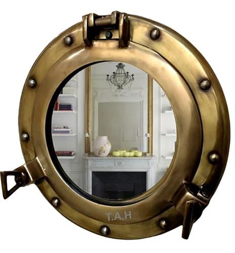 Antique Brass Porthole Mirror Aluminum Porthole 15" Wall Hanging Nautical Home Decor