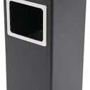 Philipreba 9x9x24in Trash Bin, 3 Gal Outdoor Waste Container, Square Stainless Steel Trash Can with Removable Inner Can, Industrial Garbage Enclosure Inside Cabinet with Ashtray (Black)