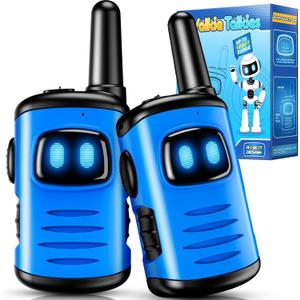 Kids Walkie Talkies Toys for Boys: comedyfun Mini Robots Walkies Talkies 2 Pack Birthday Gifts for 3 4 5 6 7 8 Year Old Boys Toys Age 4 5 6 7 8 Camping Outdoor Games (Blue)